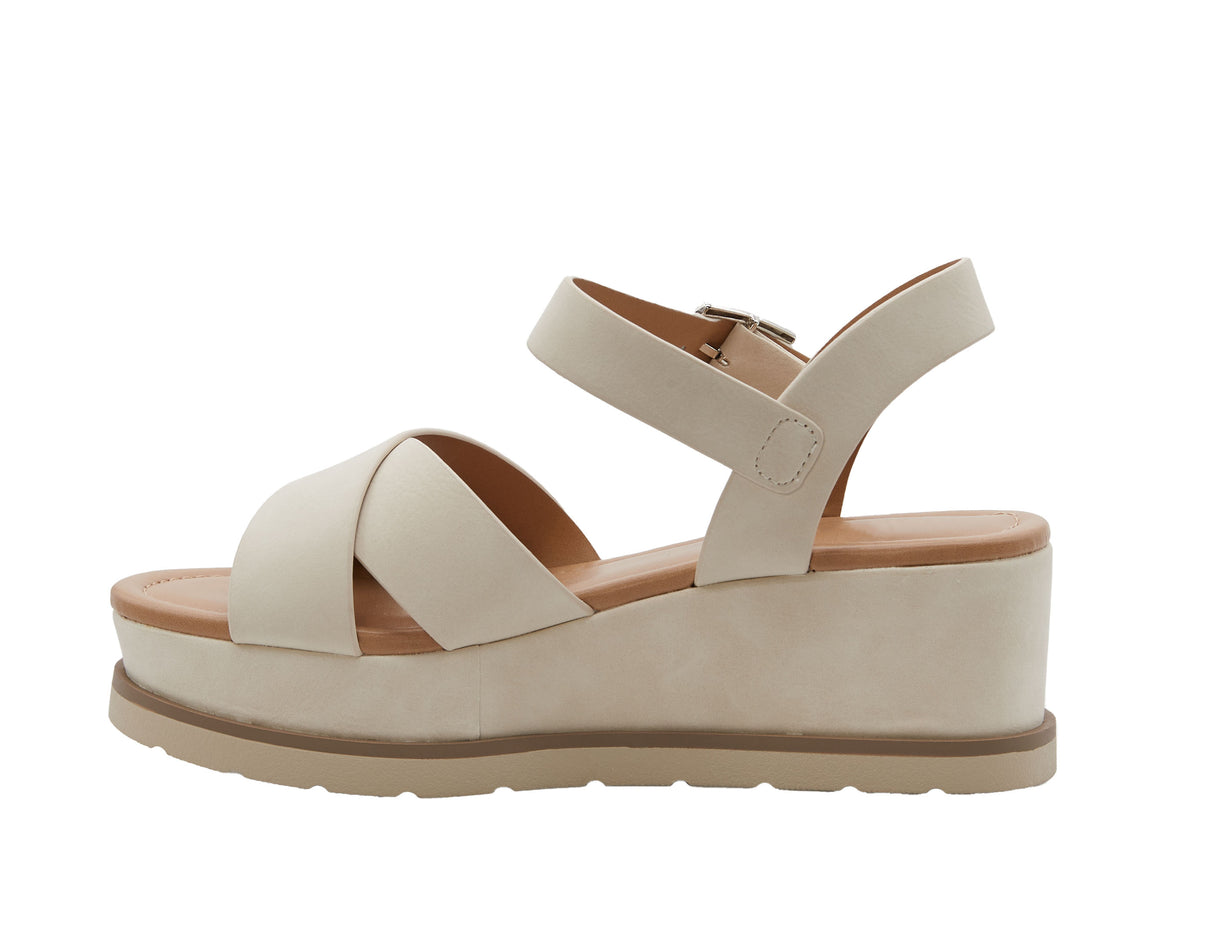 Women's Open Toe Crisscross Band Wedge Sandal with Adjustable Ankle Strap