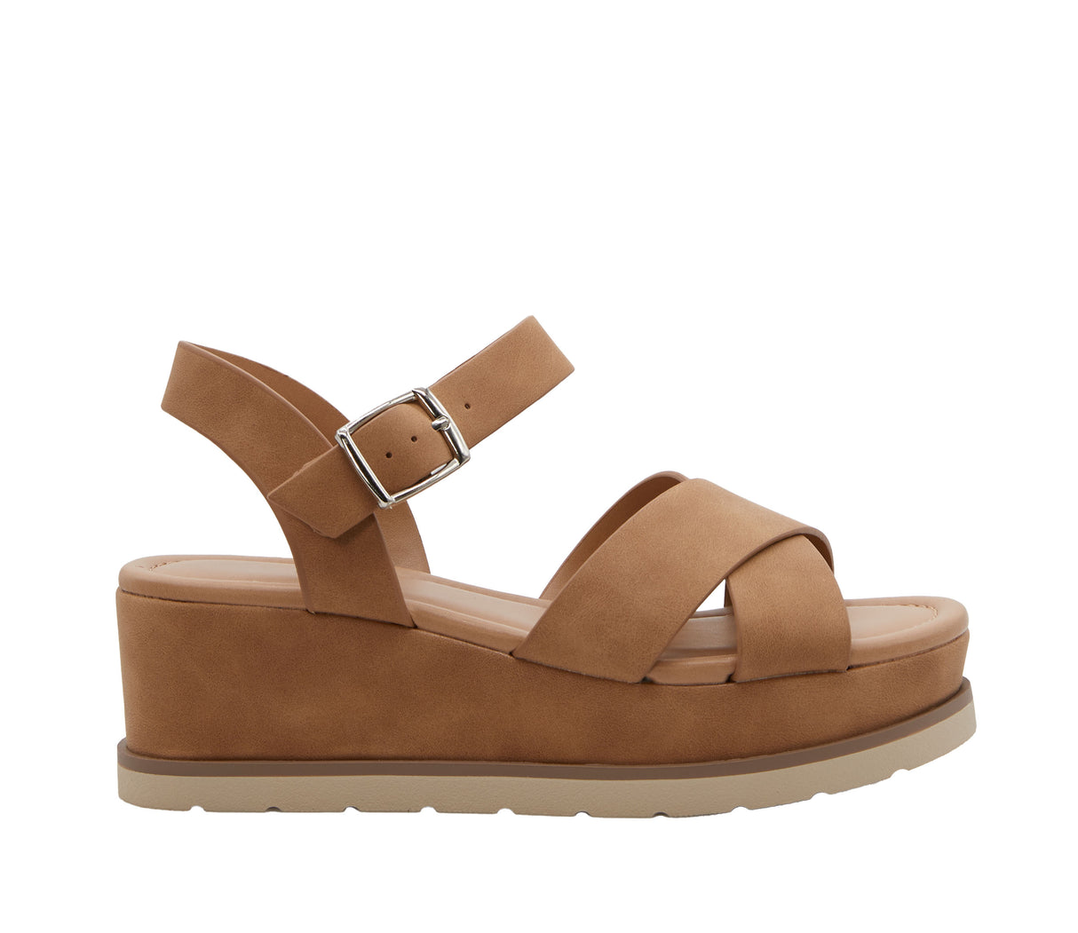 Women's Open Toe Crisscross Band Wedge Sandal with Adjustable Ankle Strap