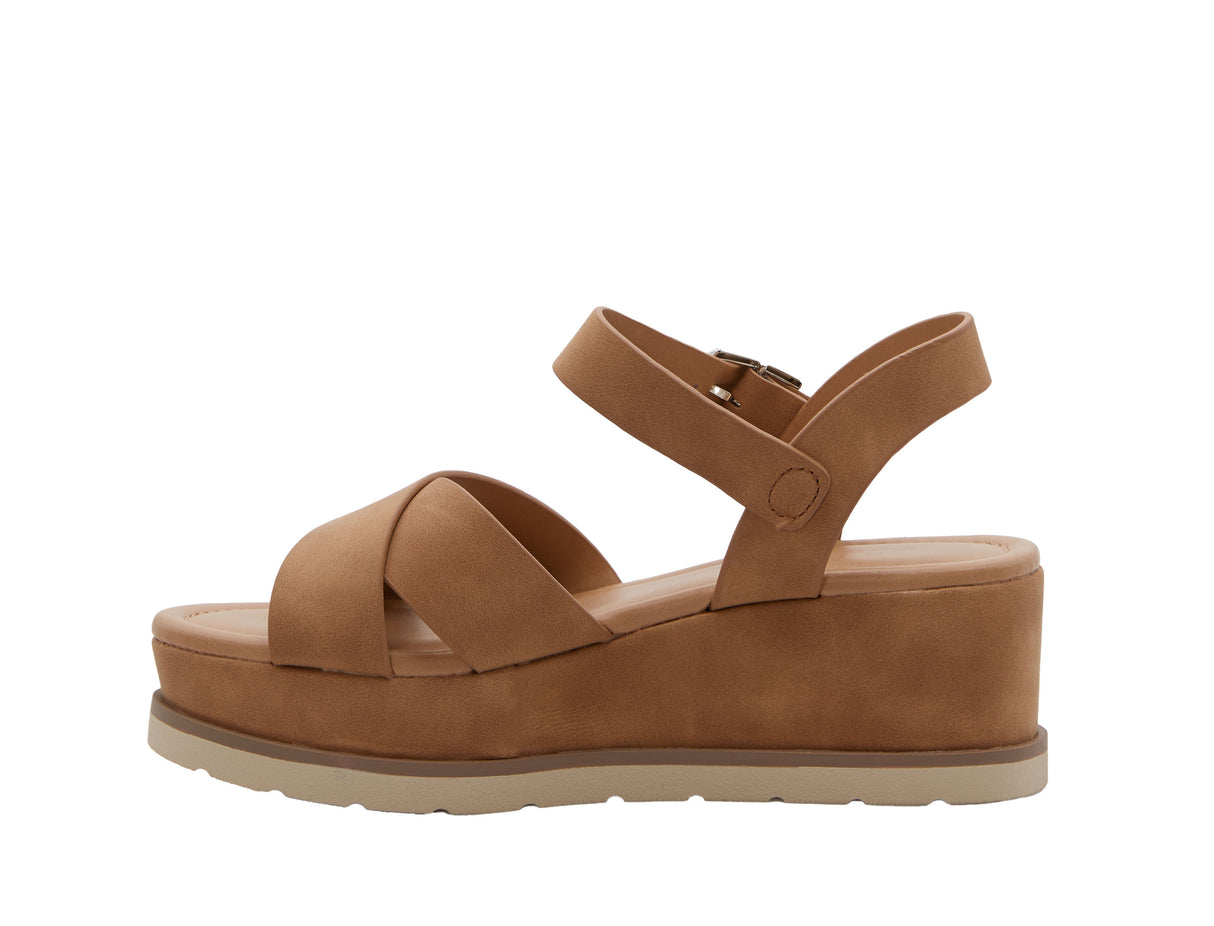 Women's Open Toe Crisscross Band Wedge Sandal with Adjustable Ankle Strap
