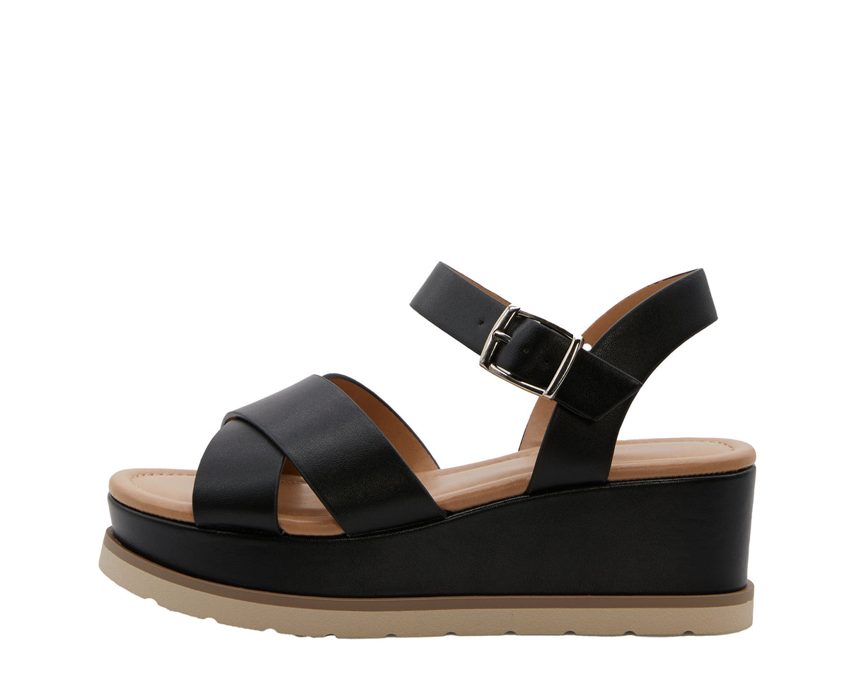Women's Open Toe Crisscross Band Wedge Sandal with Adjustable Ankle Strap