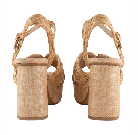 Women's All Over Braided Raffia Platform Heeled Sandals
