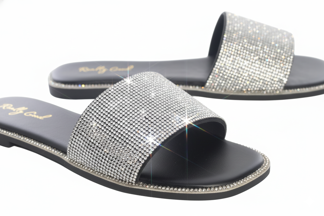 Womens glitter flat sandals