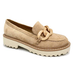 Women's Lug Sole Loafer Shoe with Chain Detail