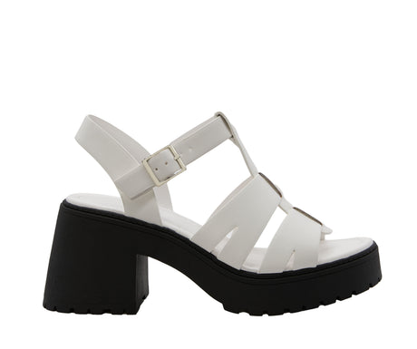 Women's Banded Platform Heel Sandal with Adjustable Ankle Strap