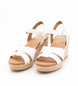 Women's Dual Band Open Toe Wedge Espadrille Sandal with Adjustable Ankle Strap