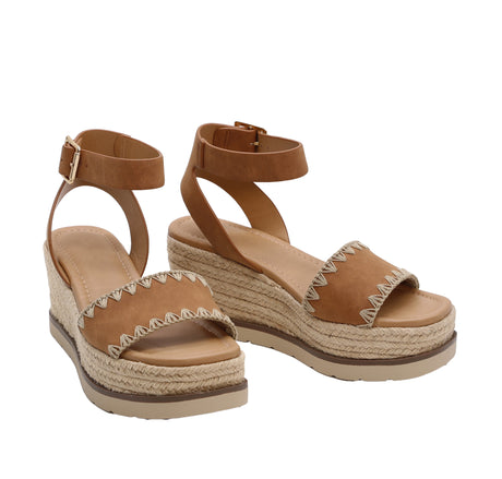 Women's Platform Espadrille with Buckled Ankle Strap