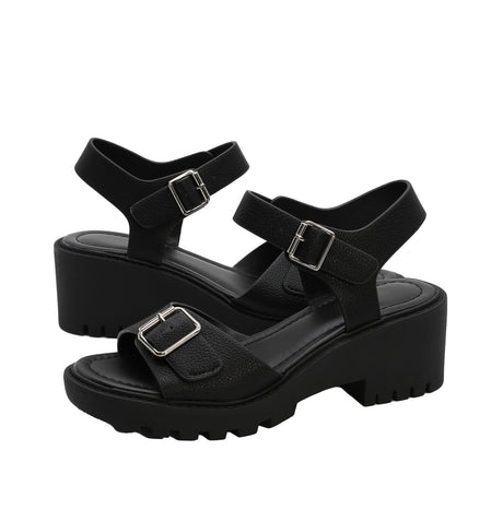 Women's Low Heel Platform Sandal with Adjustable Strap
