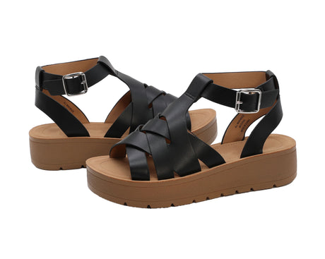 Women's Strappy Caged Sandals with Adjustable Strap