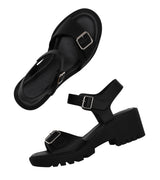 Women's Low Heel Platform Sandal with Adjustable Strap